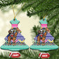 South Africa Christmas Santa Giraffe Ceramic Ornament Ndebele Geometric Patterns