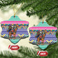 South Africa Christmas Santa Giraffe Ceramic Ornament Ndebele Geometric Patterns