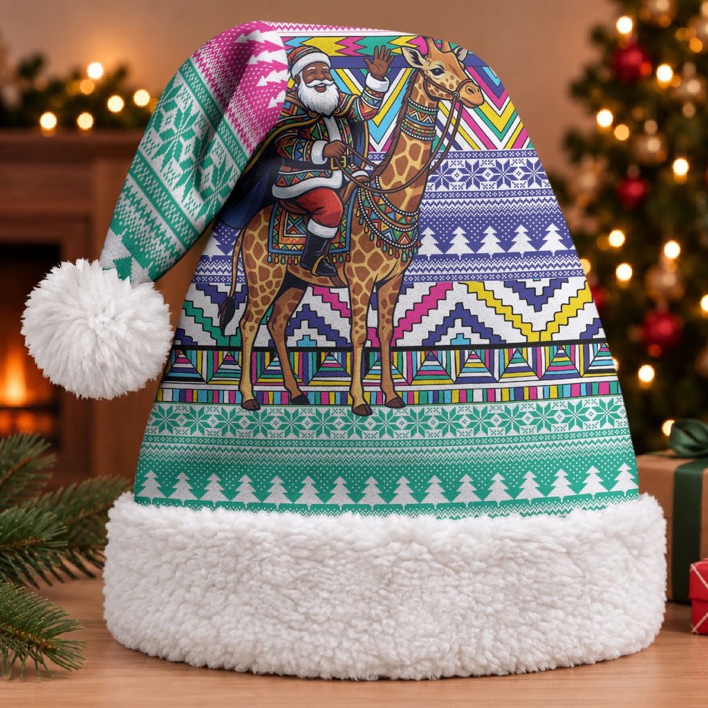 South Africa Christmas Santa Giraffe Christmas Santa Hat Ndebele Geometric Patterns