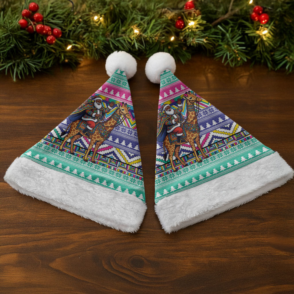 South Africa Christmas Santa Giraffe Christmas Santa Hat Ndebele Geometric Patterns