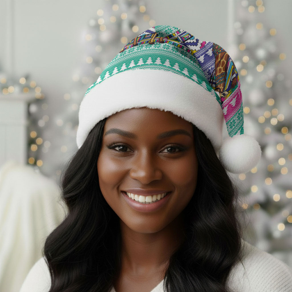 South Africa Christmas Santa Giraffe Christmas Santa Hat Ndebele Geometric Patterns