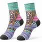 South Africa Christmas Santa Giraffe Crew Socks Ndebele Geometric Patterns