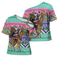 South Africa Christmas Santa Giraffe Cross Shoulder Shirt Ndebele Geometric Patterns