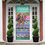 South Africa Christmas Santa Giraffe Door Cover Ndebele Geometric Patterns