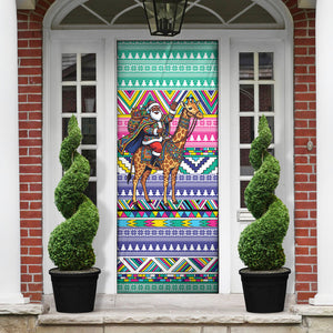 South Africa Christmas Santa Giraffe Door Cover Ndebele Geometric Patterns