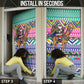 South Africa Christmas Santa Giraffe Door Cover Ndebele Geometric Patterns