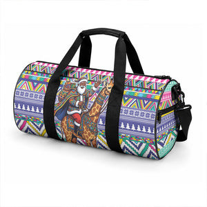 South Africa Christmas Santa Giraffe Duffle Bag Ndebele Geometric Patterns