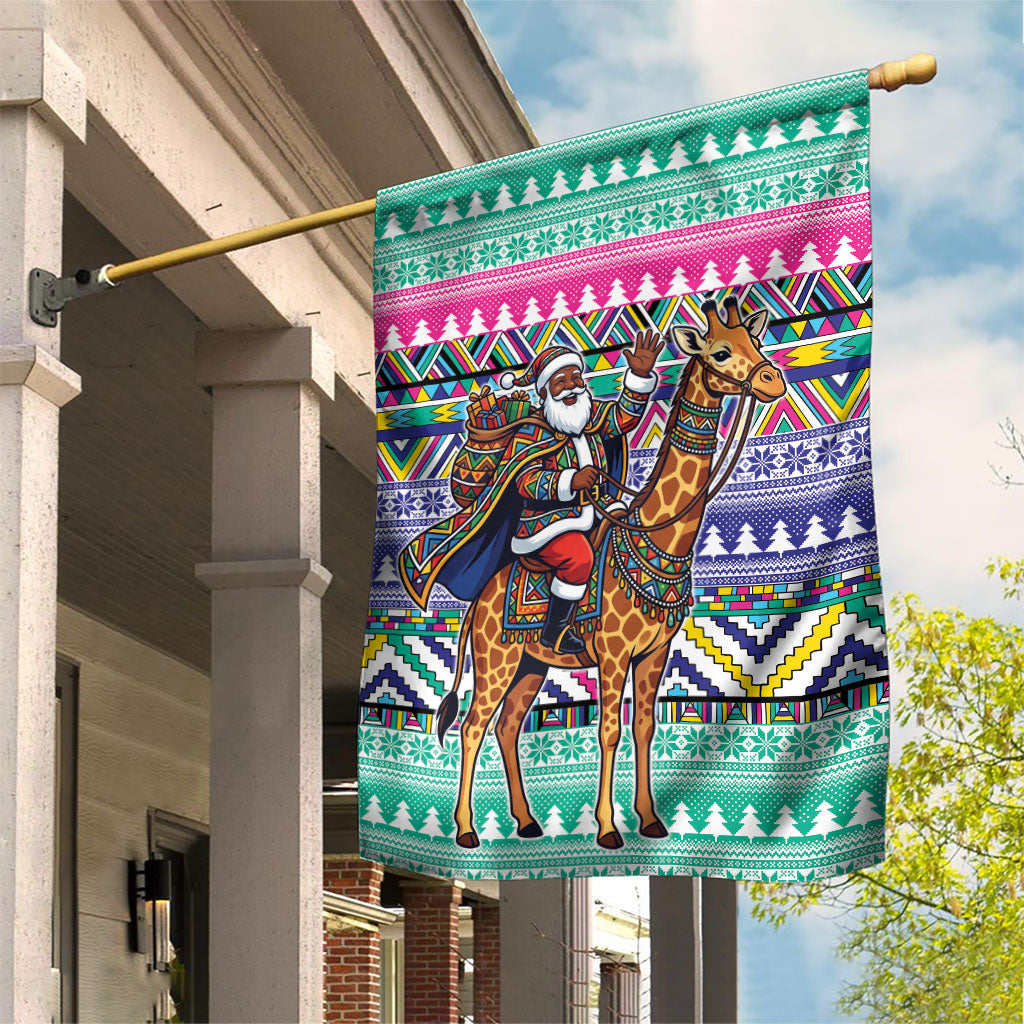South Africa Christmas Santa Giraffe Garden Flag Ndebele Geometric Patterns