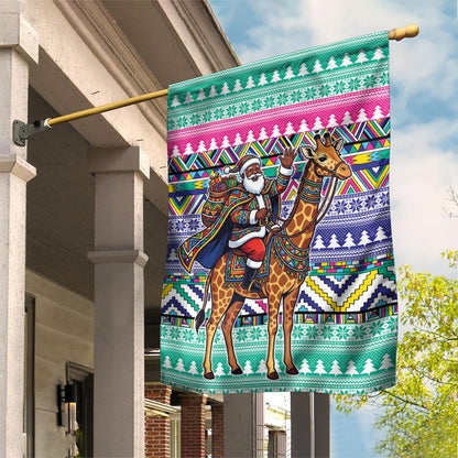 South Africa Christmas Santa Giraffe Garden Flag Ndebele Geometric Patterns