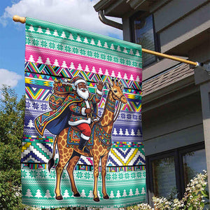 South Africa Christmas Santa Giraffe Garden Flag Ndebele Geometric Patterns