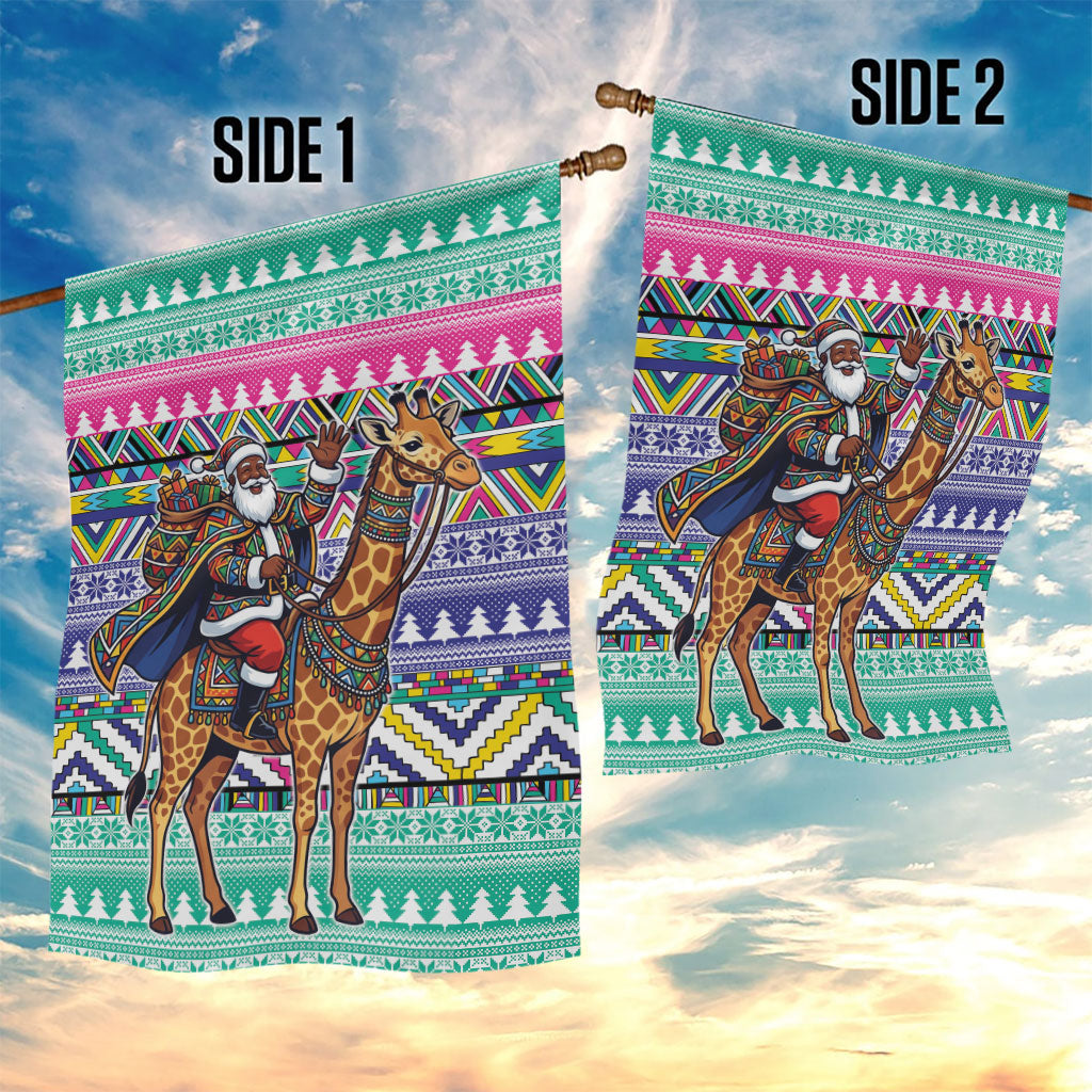 South Africa Christmas Santa Giraffe Garden Flag Ndebele Geometric Patterns
