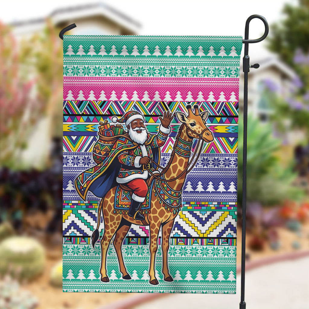 South Africa Christmas Santa Giraffe Garden Flag Ndebele Geometric Patterns