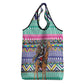 South Africa Christmas Santa Giraffe Grocery Bag Ndebele Geometric Patterns