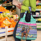 South Africa Christmas Santa Giraffe Grocery Bag Ndebele Geometric Patterns