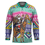 South Africa Christmas Santa Giraffe Hockey Jersey Ndebele Geometric Patterns