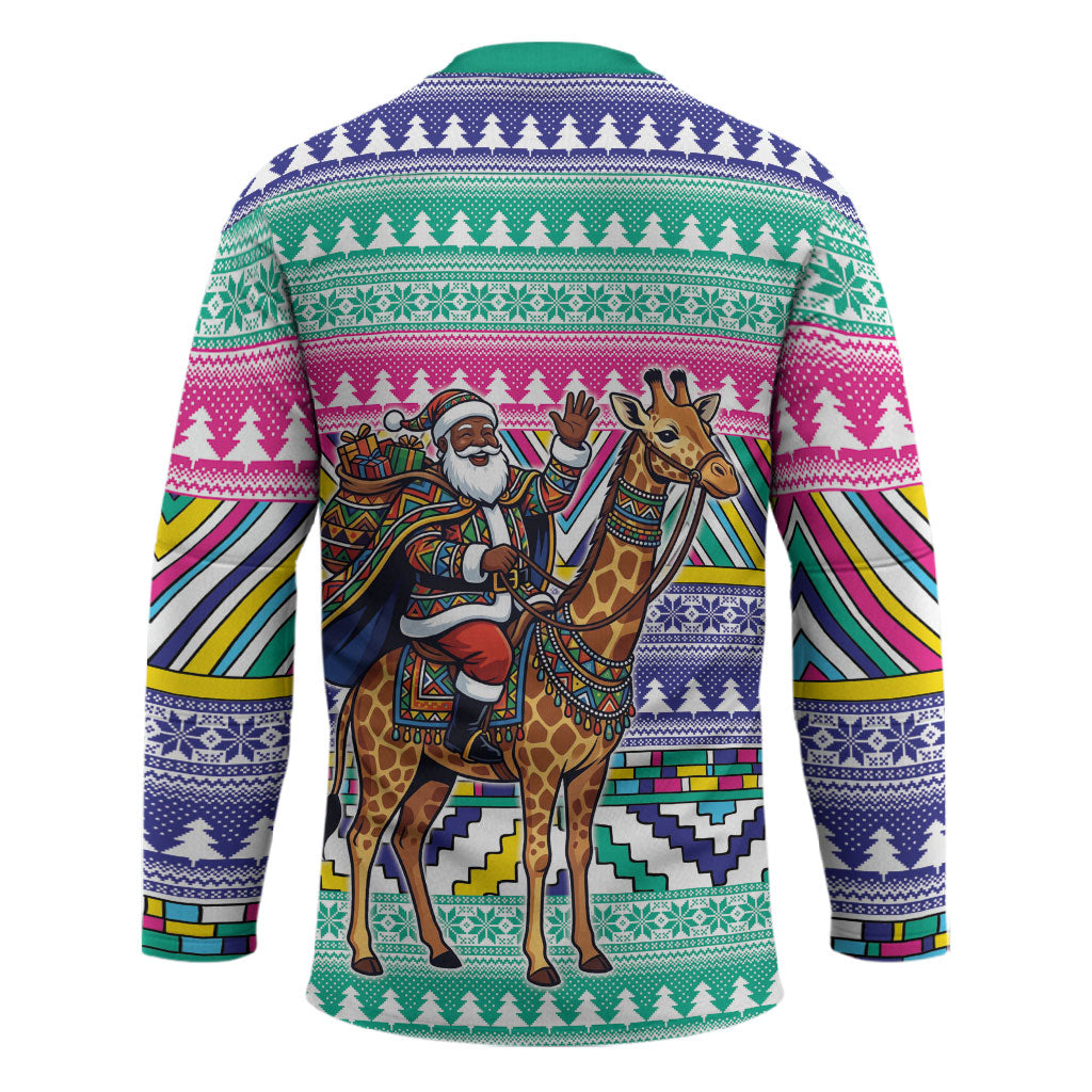 South Africa Christmas Santa Giraffe Hockey Jersey Ndebele Geometric Patterns
