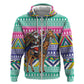 South Africa Christmas Santa Giraffe Hoodie Ndebele Geometric Patterns