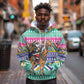 South Africa Christmas Santa Giraffe Hoodie Ndebele Geometric Patterns