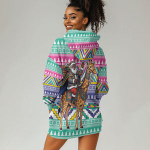 South Africa Christmas Santa Giraffe Hoodie Dress Ndebele Geometric Patterns