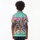 South Africa Christmas Santa Giraffe Kid Polo Shirt Ndebele Geometric Patterns