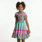 South Africa Christmas Santa Giraffe Kid Short Sleeve Dress Ndebele Geometric Patterns