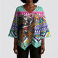 South Africa Christmas Santa Giraffe Kimono Sleeve Blouse Ndebele Geometric Patterns