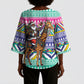 South Africa Christmas Santa Giraffe Kimono Sleeve Blouse Ndebele Geometric Patterns