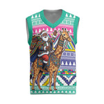 South Africa Christmas Santa Giraffe Christmas Knitted V-Neck Vest Ndebele Geometric Patterns