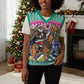 South Africa Christmas Santa Giraffe Christmas Knitted V-Neck Vest Ndebele Geometric Patterns