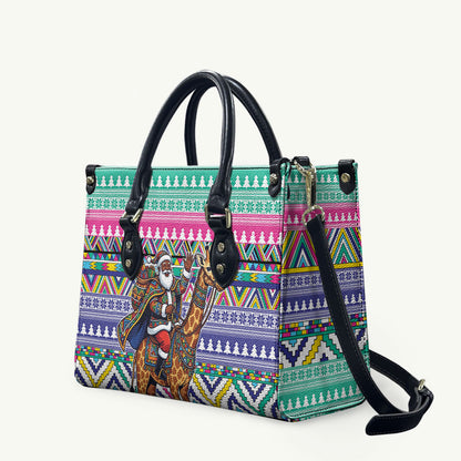 South Africa Christmas Santa Giraffe Leather Bag Ndebele Geometric Patterns