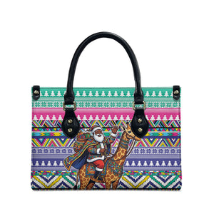 South Africa Christmas Santa Giraffe Leather Bag Ndebele Geometric Patterns