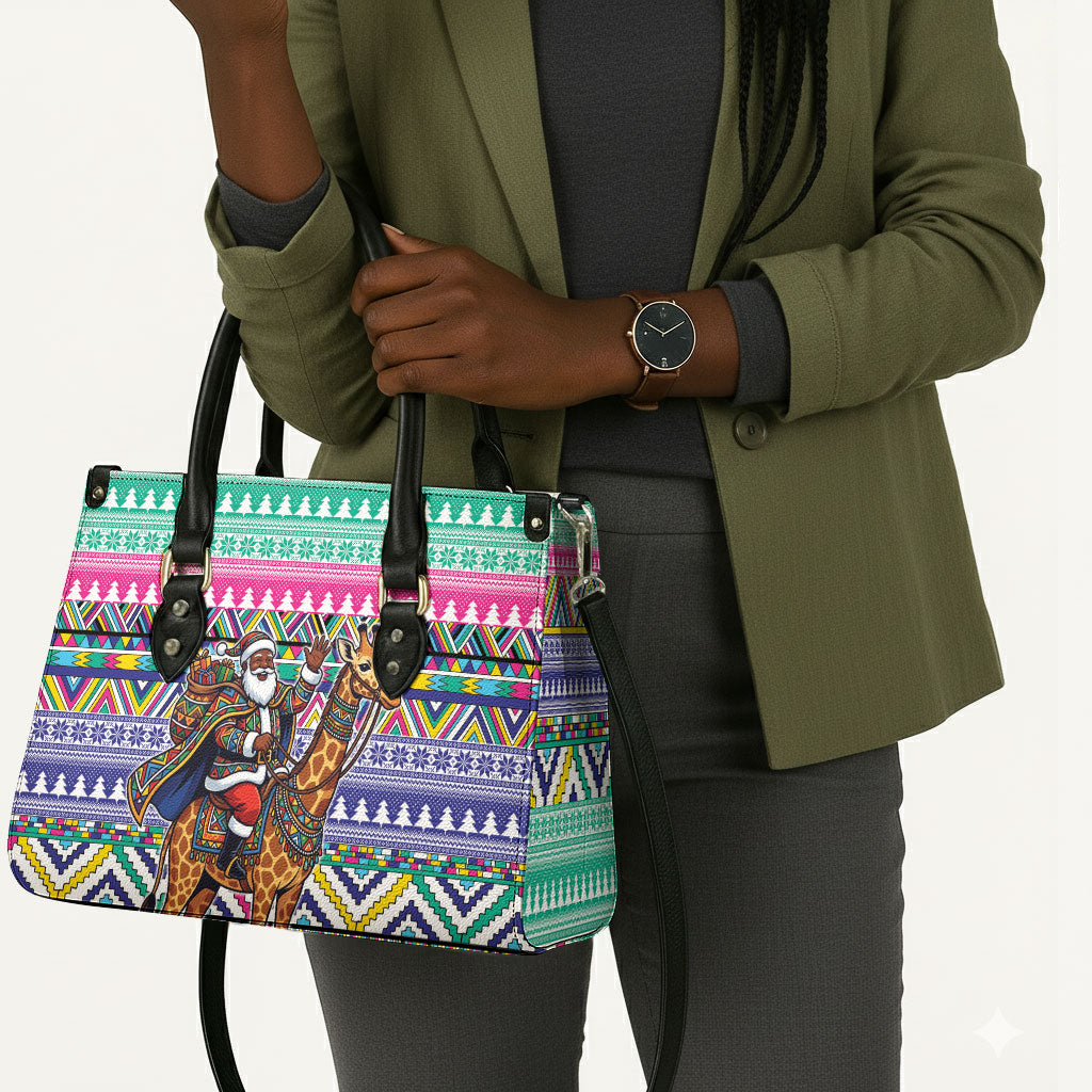 South Africa Christmas Santa Giraffe Leather Bag Ndebele Geometric Patterns