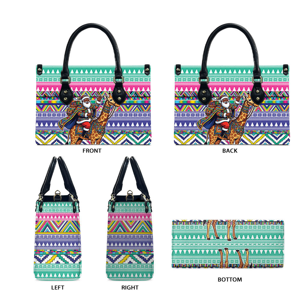 South Africa Christmas Santa Giraffe Leather Bag Ndebele Geometric Patterns