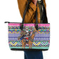 South Africa Christmas Santa Giraffe Leather Tote Bag Ndebele Geometric Patterns
