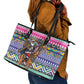 South Africa Christmas Santa Giraffe Leather Tote Bag Ndebele Geometric Patterns