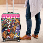 South Africa Christmas Santa Giraffe Luggage Cover Ndebele Geometric Patterns