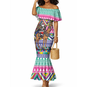 South Africa Christmas Santa Giraffe Mermaid Dress Ndebele Geometric Patterns