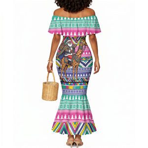 South Africa Christmas Santa Giraffe Mermaid Dress Ndebele Geometric Patterns