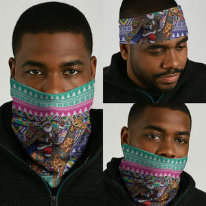 South Africa Christmas Santa Giraffe Neck Gaiter Ndebele Geometric Patterns
