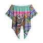 South Africa Christmas Santa Giraffe Off Shoulder Wrap Waist Top Ndebele Geometric Patterns