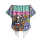 South Africa Christmas Santa Giraffe Off Shoulder Wrap Waist Top Ndebele Geometric Patterns