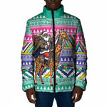 South Africa Christmas Santa Giraffe Padded Jacket Ndebele Geometric Patterns