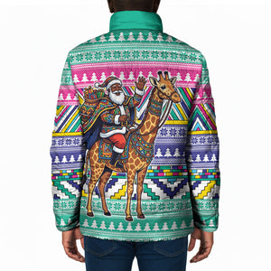 South Africa Christmas Santa Giraffe Padded Jacket Ndebele Geometric Patterns
