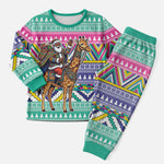 South Africa Christmas Santa Giraffe Christmas Pajama Set Ndebele Geometric Patterns