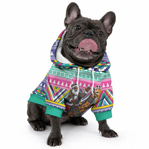 South Africa Christmas Santa Giraffe Pet Hoodie Ndebele Geometric Patterns