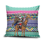South Africa Christmas Santa Giraffe Pillow Cover Ndebele Geometric Patterns