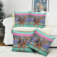 South Africa Christmas Santa Giraffe Pillow Cover Ndebele Geometric Patterns
