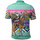 South Africa Christmas Santa Giraffe Polo Shirt Ndebele Geometric Patterns