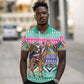 South Africa Christmas Santa Giraffe Polo Shirt Ndebele Geometric Patterns