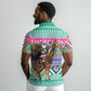 South Africa Christmas Santa Giraffe Polo Shirt Ndebele Geometric Patterns